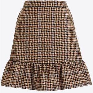 Jcrew Wool Houndstooth Flounce Mini Skirt Size 4